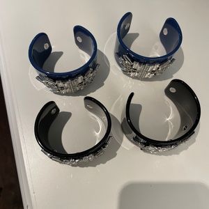 Lia Sophia - Resin cuff bracelets- blue and black with crystals